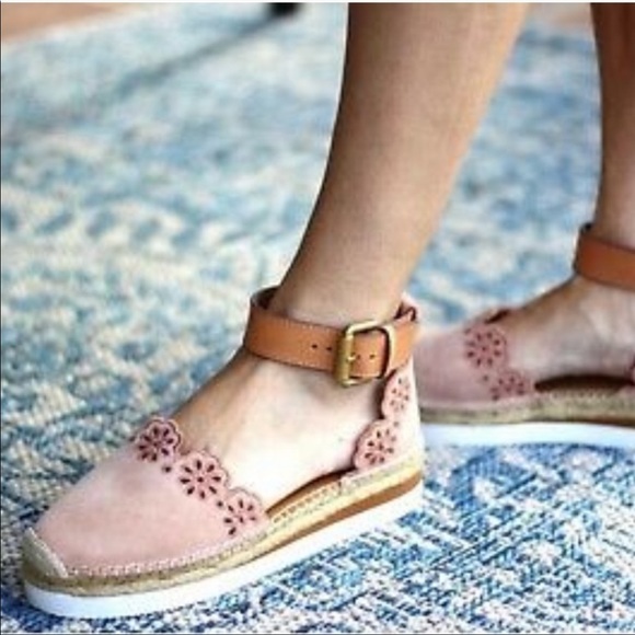 See by Chloe Pink Glyn Floral Laser Cut Espadrille Flat - Picture 1 of 16